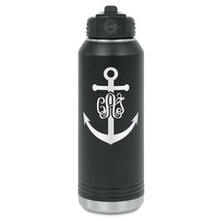 Monogram Anchor Water Bottle - Laser Engraved - Front
