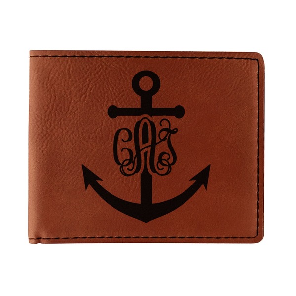 Custom Monogram Anchor Leatherette Bifold Wallet - Double Sided (Personalized)