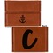 Monogram Anchor Leather Business Card Holder - Front Back