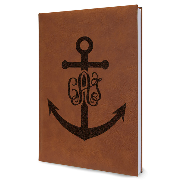 Custom Monogram Anchor Leather Sketchbook - Large - Single Sided