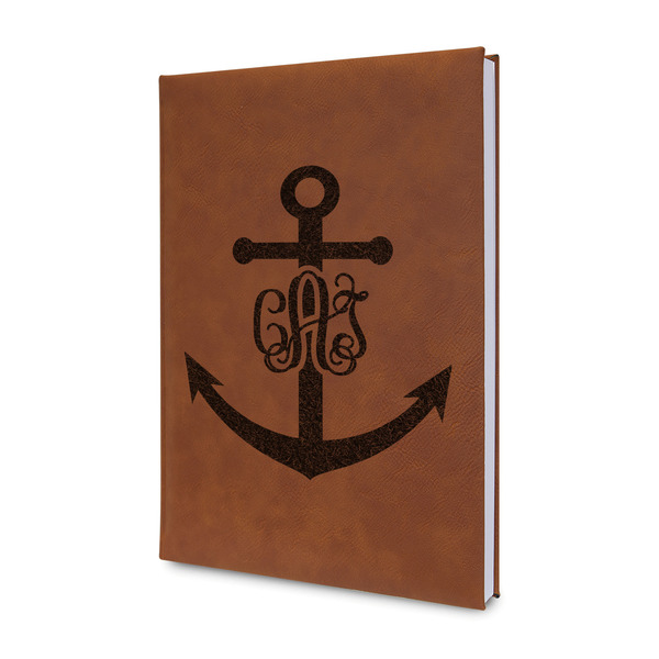 Custom Monogram Anchor Leather Sketchbook - Small - Double Sided
