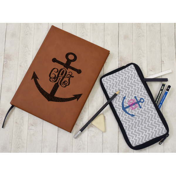 Monogram Anchor Leather Sketchbook - Small - Double Sided - In Context