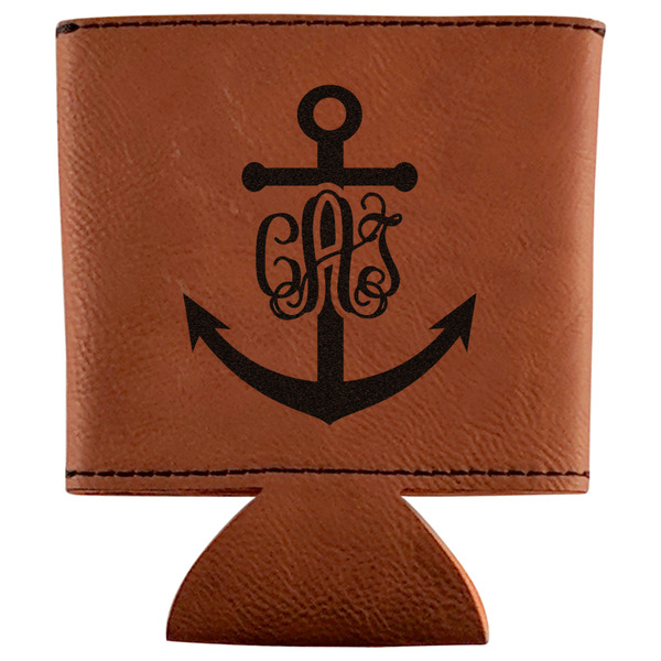 Custom Monogram Anchor Leatherette Can Sleeve (Personalized)