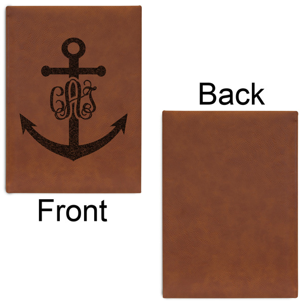 Monogram Anchor Leatherette Journal - Large - Single Sided - Front & Back View