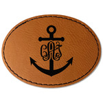 Monogram Anchor Faux Leather Iron On Patch - Oval