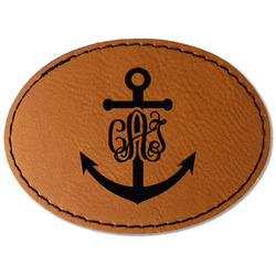 Monogram Anchor Faux Leather Iron On Patch - Oval