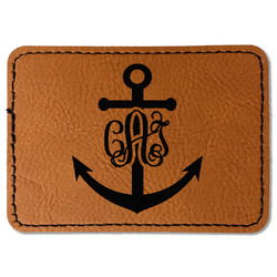 Monogram Anchor Faux Leather Iron On Patch - Rectangle