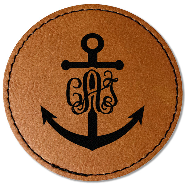 Monogram Anchor Leatherette Patches - Round