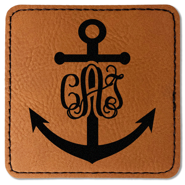Custom Monogram Anchor Faux Leather Iron On Patch - Square