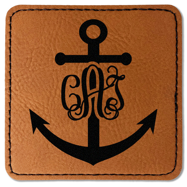 Monogram Anchor Leatherette Patches - Square