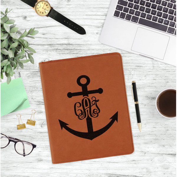 Monogram Anchor Leatherette Zipper Portfolio - Lifestyle Photo