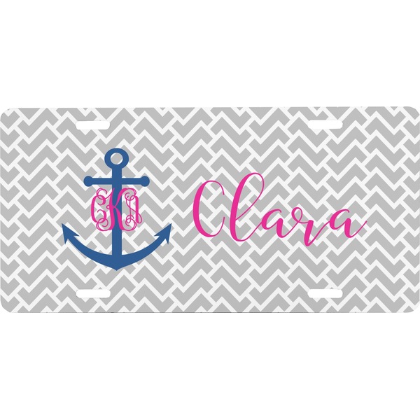 Custom Monogram Anchor Front License Plate (Personalized)
