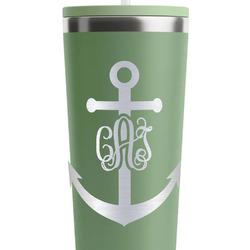 Monogram Anchor RTIC Everyday Tumbler with Straw - 28oz - Light Green - Single-Sided