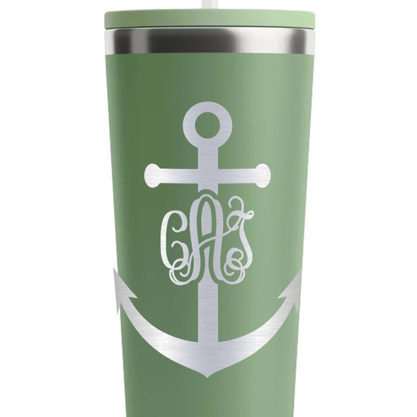 Monogram Anchor Light Green RTIC Everyday Tumbler - 28 oz. - Close Up