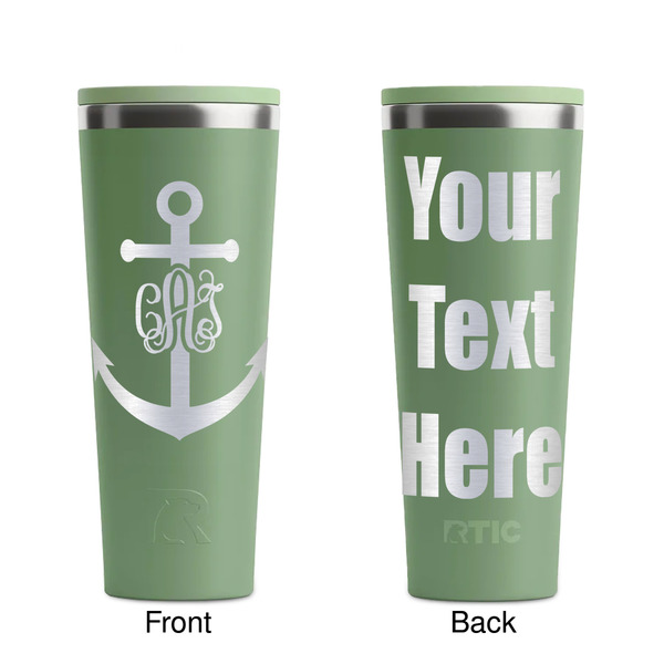 Monogram Anchor Light Green RTIC Everyday Tumbler - 28 oz. - Front and Back