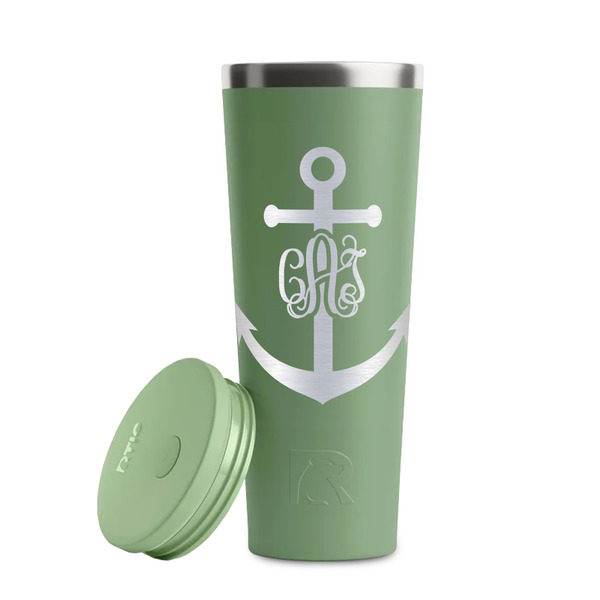 Monogram Anchor Light Green RTIC Everyday Tumbler - 28 oz. - Lid Off