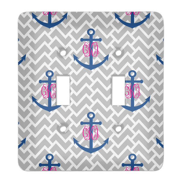 Custom Monogram Anchor Light Switch Cover (2 Toggle Plate) (Personalized)