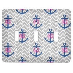 Monogram Anchor Light Switch Cover (3 Toggle Plate) (Personalized)