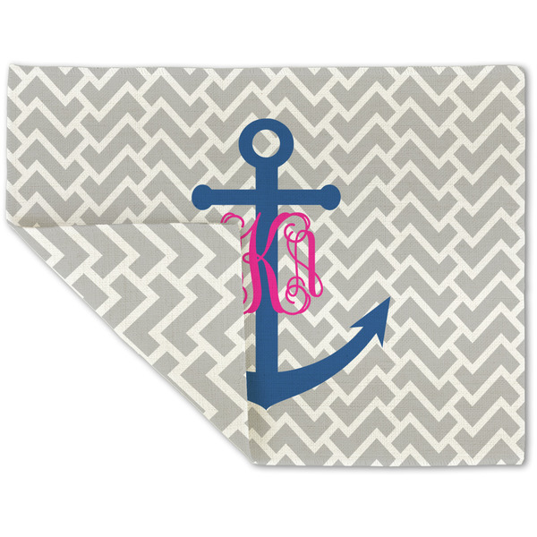Custom Monogram Anchor Double-Sided Linen Placemat - Single