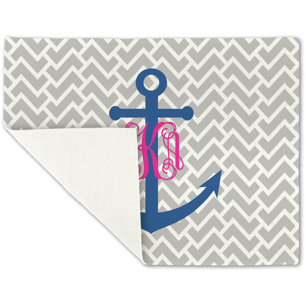 Monogram Anchor Linen Placemat - Folded Corner (single side)