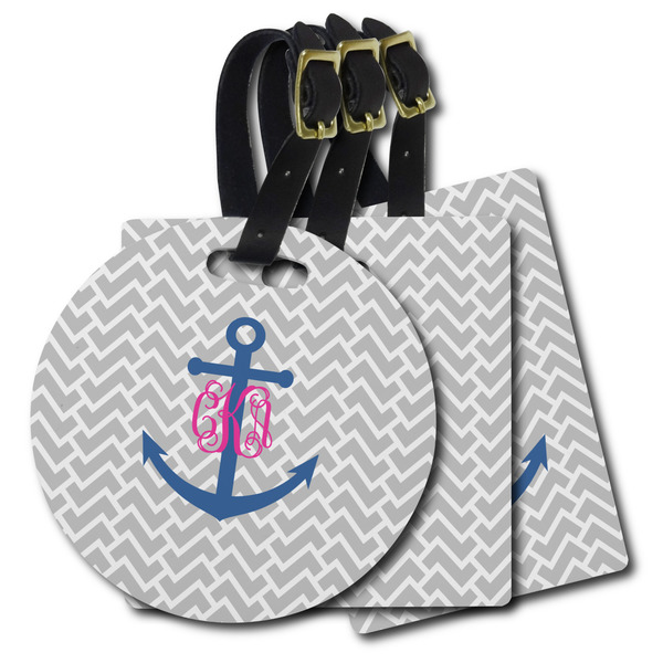Custom Monogram Anchor Plastic Luggage Tag