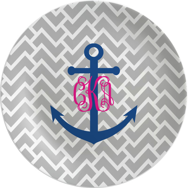 Custom Monogram Anchor Melamine Plate (Personalized)