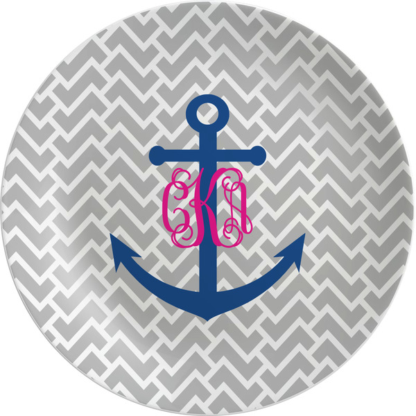 Custom Monogram Anchor Melamine Plate - 10" (Personalized)
