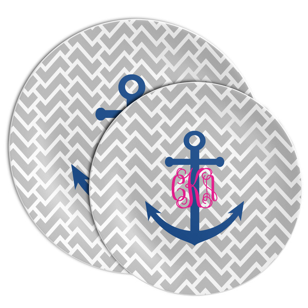 Monogram Anchor Melamine Plates - PARENT/MAIN