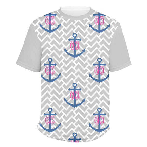 Custom Monogram Anchor Men's Crew T-Shirt - 2X Large (Personalized)