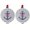 Monogram Anchor Metal Ball Ornament - Front and Back