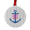 Monogram Anchor Metal Ball Ornament - Double Sided