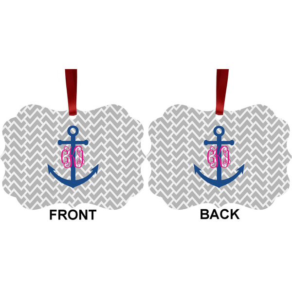Monogram Anchor Metal Benilux Ornament - Front and Back (APPROVAL)