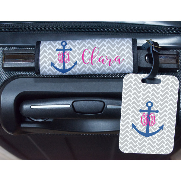 Monogram Anchor Metal Luggage Tag & Handle Wrap - In Context
