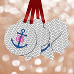 Monogram Anchor Metal Ornaments - Double Sided