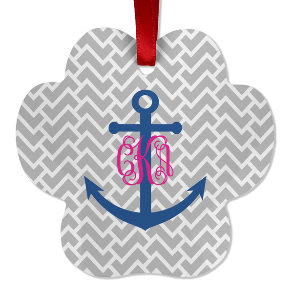 Monogram Anchor Metal Paw Ornament - Front