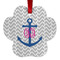 Monogram Anchor Metal Paw Ornament - Double Sided