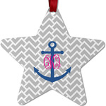 Monogram Anchor Metal Star Ornament - Double Sided