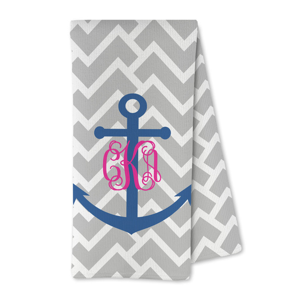 Custom Monogram Anchor Kitchen Towel - Microfiber