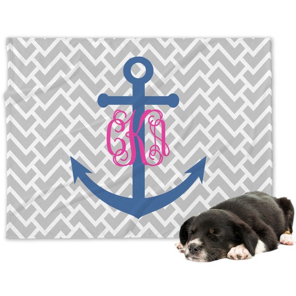 Custom Monogram Anchor Dog Blanket (Personalized)