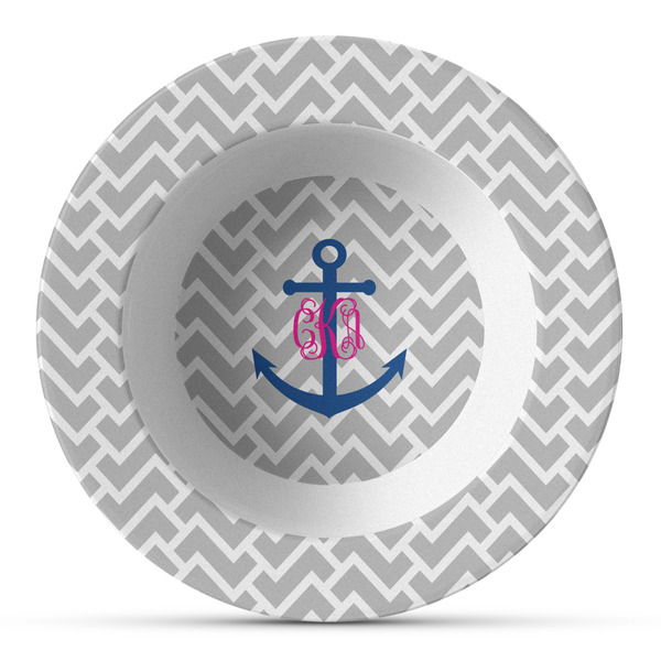 Custom Monogram Anchor Plastic Bowl - Microwave Safe - Composite Polymer (Personalized)