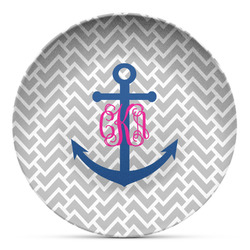 Monogram Anchor Microwave Safe Plastic Plate - Composite Polymer (Personalized)
