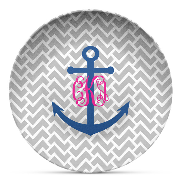 Custom Monogram Anchor Microwave Safe Plastic Plate - Composite Polymer (Personalized)