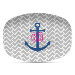 Monogram Anchor Plastic Platter - Microwave & Oven Safe Composite Polymer (Personalized)