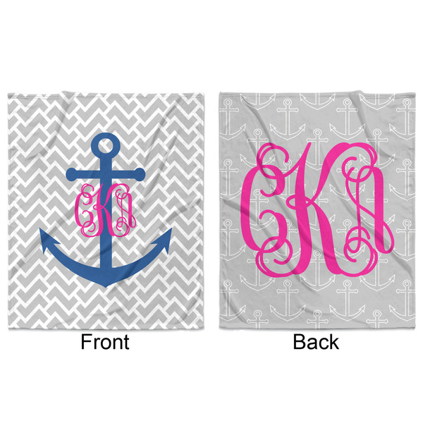 Monogram Anchor Minky Blanket - 50"x60" - Double Sided - Front & Back