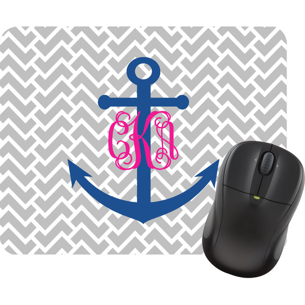 Custom Monogram Anchor Rectangular Mouse Pad (Personalized)