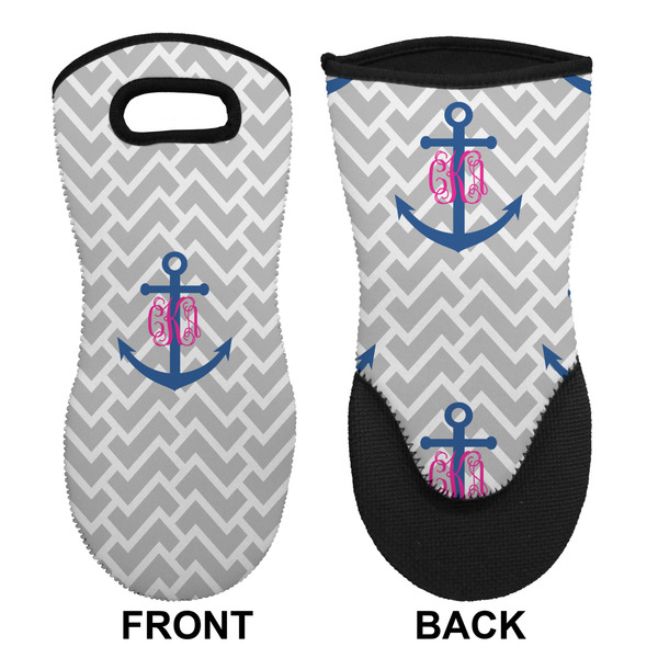 Monogram Anchor Neoprene Oven Mitt (Front & Back)