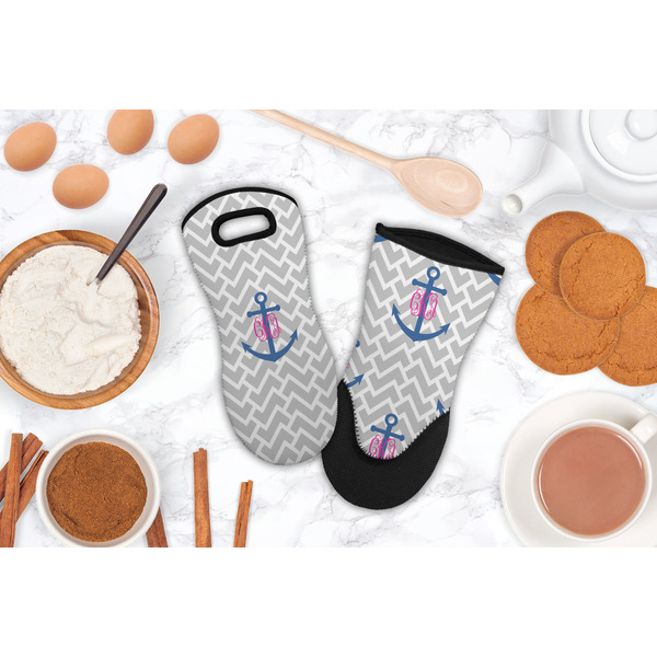 Monogram Anchor Neoprene Oven Mitt - Lifestyle Image