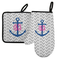 Monogram Anchor Left Oven Mitt & Pot Holder Set