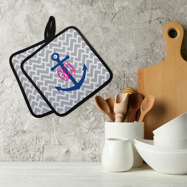 Monogram Anchor Neoprene Pot Holder - Set of 2  LIFESTYLE