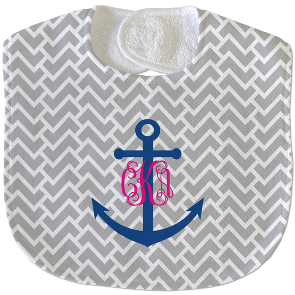 Monogram Anchor New Baby Bib - Closed and Folded